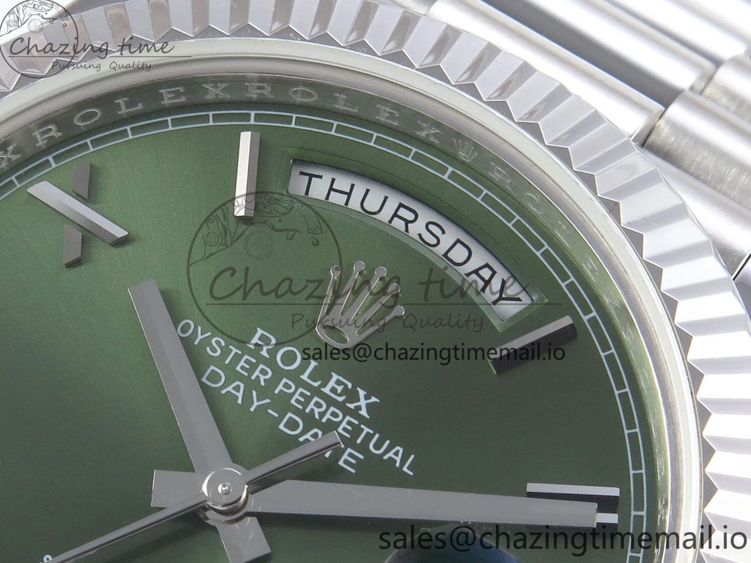 0507 Tailored Day Date 40 SS 228239 KF 1:1 Best Edition Green Roman Dial on President Bracelet VR3255 (Gain Weight) 826